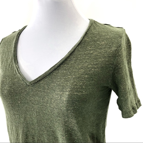 Banana Republic Tops - Banana Republic Linen Olive Green Gold Shimmer Tee